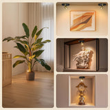Ler0ktr Rechargeable Battery LED Spotlight Indoor: Wireless Mini Art Accent Spot Lights with Timer Remote - Small Dimmable Uplight for Plants Display Painting Dartboard Artwork Portrait Closet