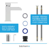 Bächlein Water Tap for The Bathroom in Stream Design, Single-Lever Mixer with Durable Ceramic Cartridge and Installation Set, Bathroom Faucet Chrome