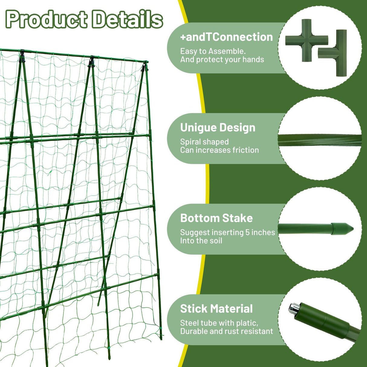 PHENEAHILL Large A-Frame Garden Trellis for Tomatoes, Cucumbers & Heavy Climbing Plants - Rust-Resistant, Heavy-Duty Steel, Perfect for Outdoor Gardens & Vertical Gardening(47" W x 63" H)