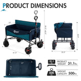 Portal 3-in-1 500lbs Utility Wagon Turn to Bench Seat,Wagon with Love-Seat for 2 Adults,Foldable Beach Wagon Chair with Adjustable Handle &Wheels Brake, Suitable for Groceries, Beach, Sports, Camping