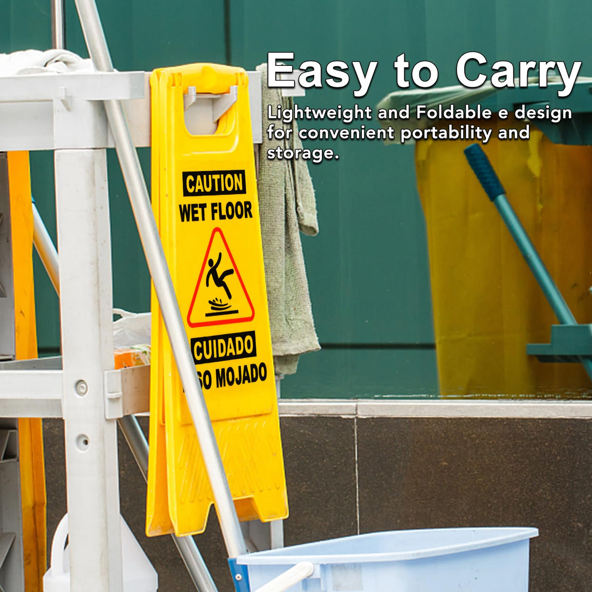 XPCARE 24 Inches Caution Wet Floor Sign, 3PCAK Yellow Bilingual Double-Sided Safety Warning Signs,A Frame Safety Wet Floor Signs Commercial