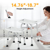 Hiqufet Shower Chair for Inside Shower(500lb), FSA/HSA Eligible 5 Height Adjustable Shower Stool, Shower Seats for Adults, 3-Minute Quick Assembly, Heavy Duty Shower Bench for Inside Shower to Sit on