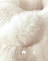 blunique Ultra Soft Cozy Faux Fur Throw Blanket, Fuzzy Plush Thick Bubble Blanket, Luxury Fluffy Blanket for Couch, Sofa, Bedroom, and Living Room, 50x60 Inches, Cream White