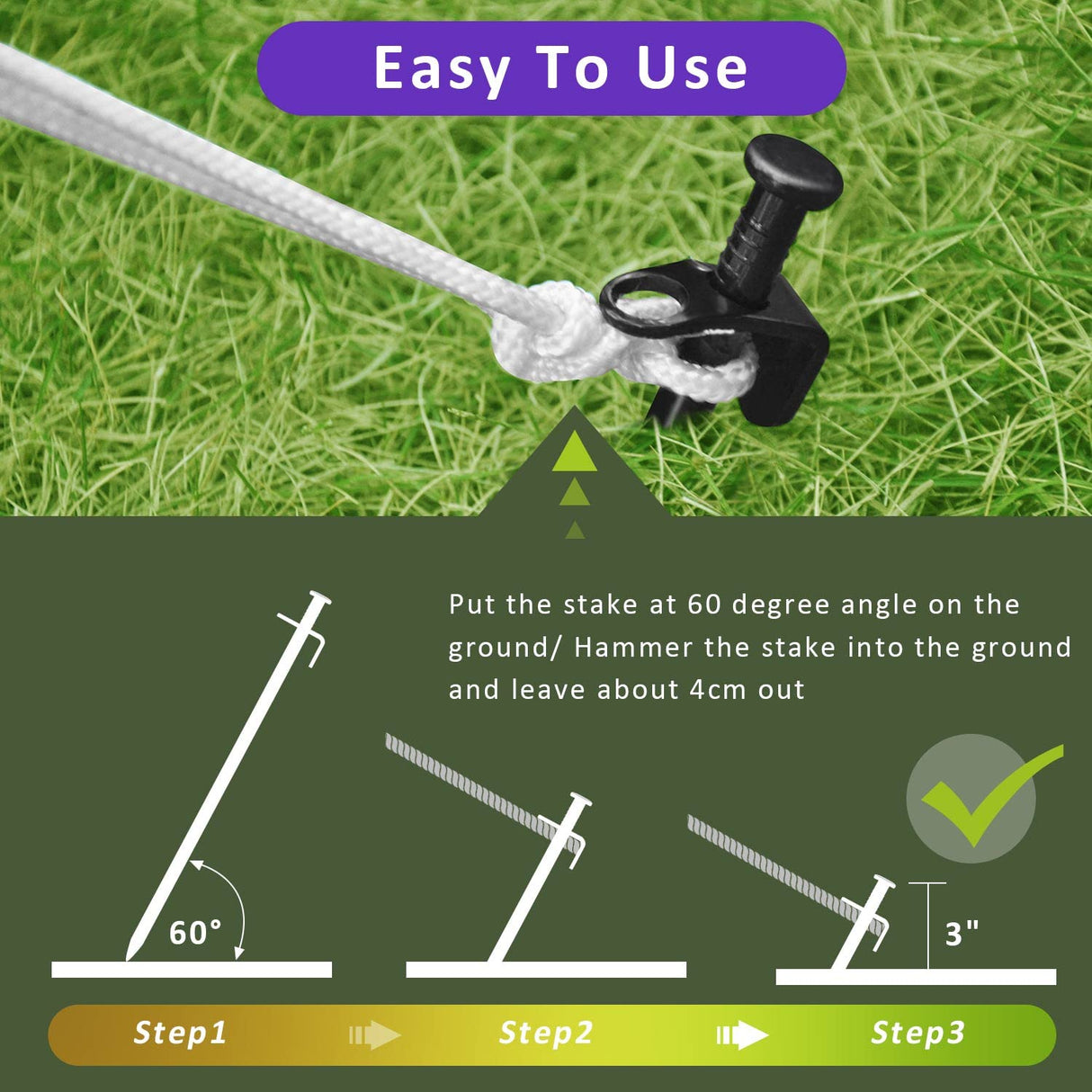Tree Stake Kit, Heavy Duty Steel 11.8 Inch Steel Tree Stakes and Supports for Young Tree Anti Strong Wind, Leaning Tree Anchor Straightening Kit (4)