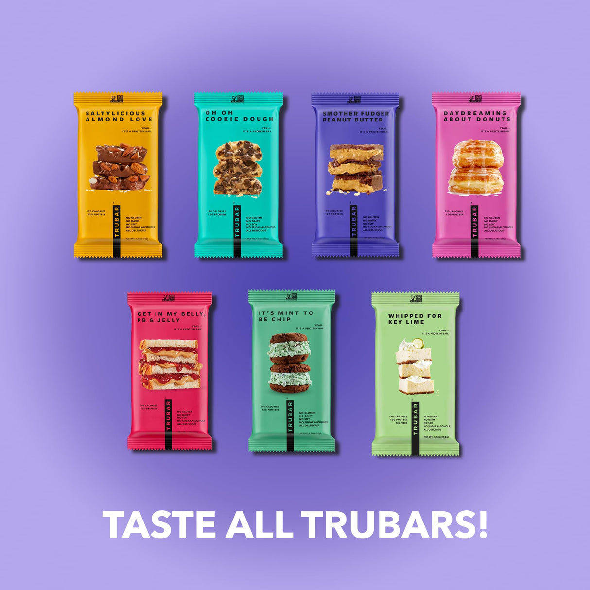 TRUBAR Vegan Protein Bar, Smother Fudger Peanut Butter, Gluten Free, Plant Based, High Fiber, Dairy Free, Low Fat, No Sugar Alcohols, 12G Lean Protein, 13G Fiber, Healthy Snack Bars, 12 CT