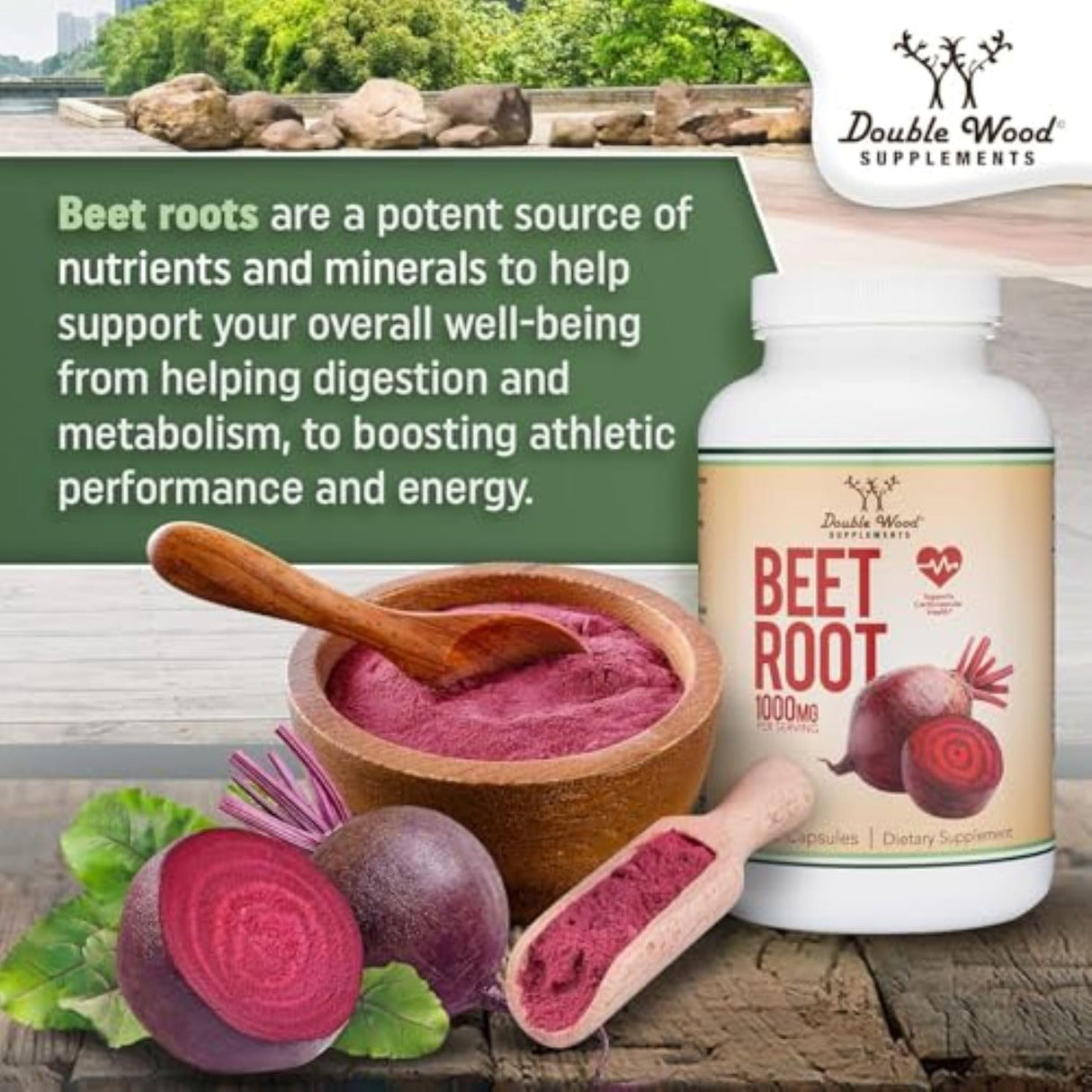 Beet Root Powder Capsules (Organic and Vegan) (210 Count, 1,000mg Per Serving) - Super Food from Beets with High Nitrate for Overall Health Support by Double Wood