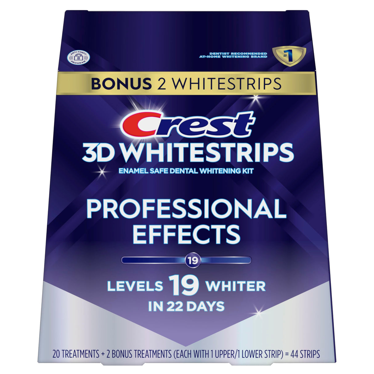 Crest 3D Whitestrips Professional Effects – Teeth Whitening Kit, 22 Treatments (20 + 2 Bonus), Each with 1 Upper/1Lower, 44 Strips – Crest 3DWhite Teeth Whitening Strips