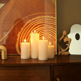 LUSHABOR Flameless Candles, 4 Pack Battery Operated Candles with Remote, Real Wax LED Fake Candles with Timer Flickering for Christmas Wedding Home Party D3 H 5" 6" 7" 9" White