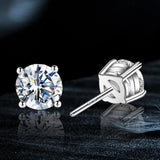 Moissanite Stud Earrings 2.0CT D Color,GRA 925 Sterling Silver Earrings for Men 18K White Gold Plating Earrings for Women,wedding earrings(1.0ct*2)