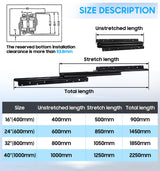 REGUDA Undermount Heavy Duty Drawer Slides Rail Bottom Mounted Full Extension Hidden Drawer Runners Ball Bearing Glides Staircase Cupboard Cabinet Wardrobe 16 24 32 40 Inch (loads up to 260 lbs)1 Pair