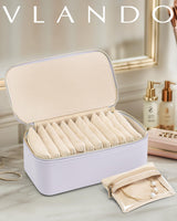 Vlando Jewelry Box with 12 Velvet Jewelry Bags Travel Jewelry Case for Girls Jewelry Organizers Necklace Rings Earrings Storage Bags Christmas Gifts Bridal Shower Gifts-Purple