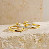 JINEAR Gold Stackable Rings for Women Non Tarnish 14K Gold Plated Interlocked Ring Gold Silver Mixed Metal Statement Rings Dainty Cubic Zirconia Band Thumb Ring Jewelry Gift for Women