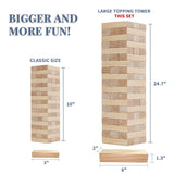 Megwoz Giant Tumble Tower Games for Kids and Adults 57 Blocks New Zealand Pine Wooden Blocks Stacking to Over 4.2FT Family Game for Indoors Outdoors Yard Games for Family