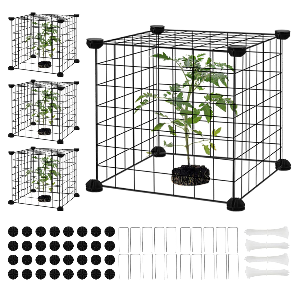 DYAUS 4 Packs Plant Protectors from Animals, Plant Cages for Outdoor Plants, 20Pcs 12"x12" Metal Plant Covers from Animals, Heavy Duty Chicken Wire Cloche, Garden Cloches to Keep Animals Out