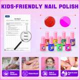 Kids Nail Polish Set for Girls, Non-Toxic Quick Dry Nail Art Salon Kit with Nail Dryer and Peelable Nail Polish,Ideal Gift Toys for Girls Age 6-12