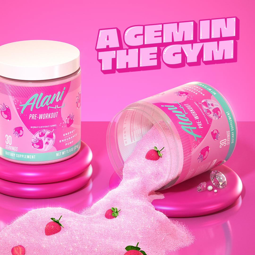 Alani Nu Pre Workout Powder Pink Slush, Amino Energy Boost, Endurance Supplement, Sugar Free, 200mg Caffeine, L-Theanine, Beta-Alanine, L-Citrulline, 30 Servings