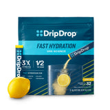 DripDrop Hydration Packets - Lemon - Single Serve Electrolytes Powder Drink Mix - Non-GMO, Gluten Free, Vegan - 32 Sticks