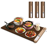 3-Pack Silicone Food Warming Mat & Food Warmers for Parties Buffet - Rapid Heating 6-Level Temp Control, Rollable Portable Easy Clean - Value Set for Gatherings & Home Daily Use（Brown）