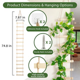 Wooden Ladder Plant Trellis for Climbing Plants – 6ft Extra Tall Indoor & Outdoor Hanging Wall Wooden Trellis Garden Plant Support, Easy to Install for Vines, Ivy, Pothos, Potted Plants