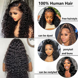 Keseyo 30 Inch Water Wave 13x6 HD Lace Front Wigs Human Hair Pre Plucked 200 Density Deep Part Curly Wig for Women with Baby Hair Water Wave Frontal Wigs Human Hair