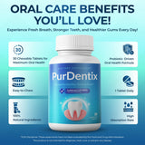 PurDentix Oral Health Probiotic – 4-Strain Formula for Healthy Gums, Teeth & Fresh Breath – 30 Chewable Tablets