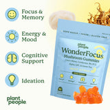 Plant People WonderFocus Mushroom Gummies with Lion’s Mane & Cordyceps - Nootropic Brain Supplement Boosts Memory, Focus, Energy & Mood in Adults | No Sugar, 100% Vegan, Citrus Flavor, 60 Count