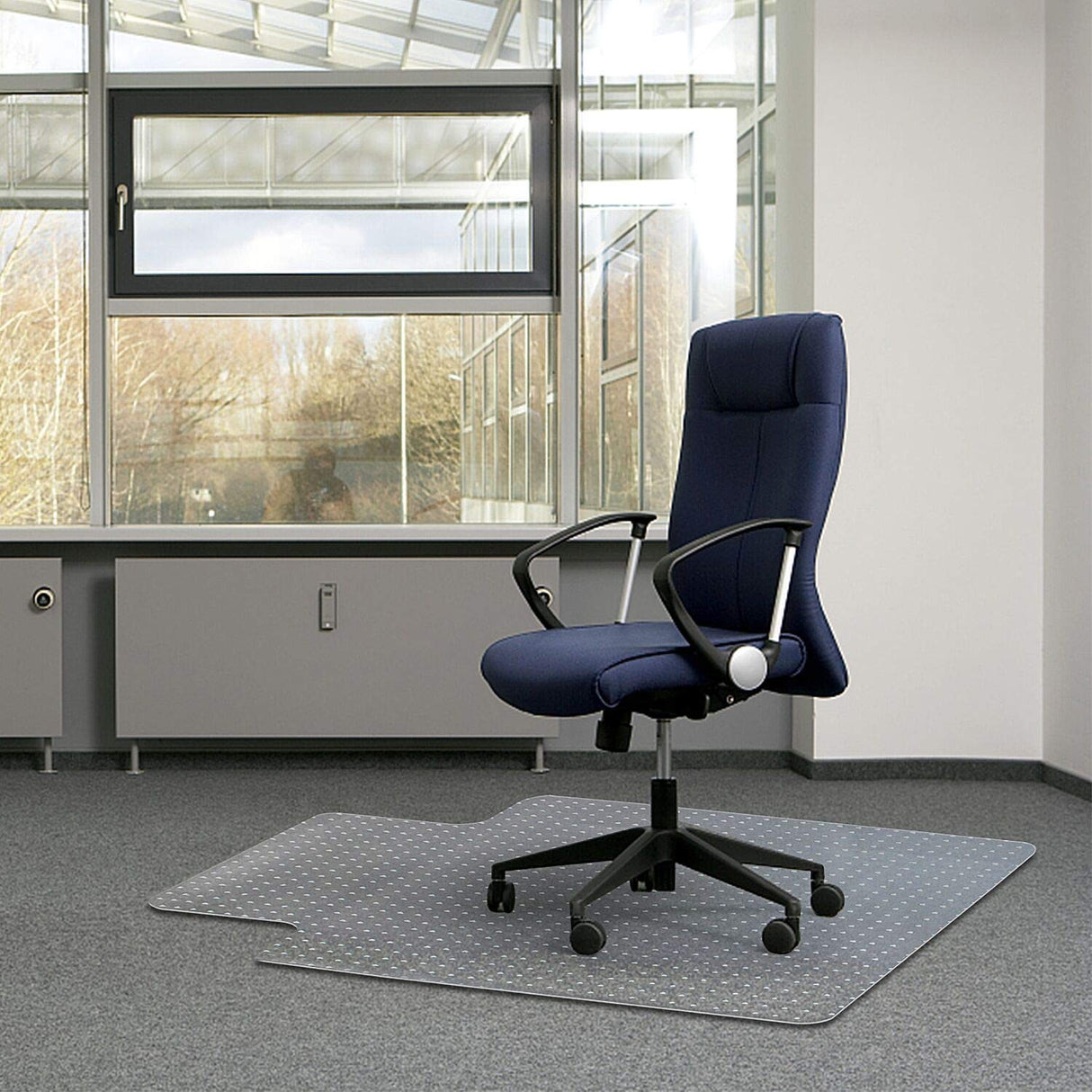 Kuyal Office Chair Mat for Carpets,Transparent Thick and Sturdy Floor Mats for Low and No Pile Carpeted Floors, with Studs (36" X 48" with Lip)