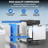 Nugget Ice Maker Countertop, 40 LBS/Day with 10 LBS Storage Bin, Freestanding/Countertop Ice Maker Machine Stainless Steel, Soft Chewable Pellet Ice Machine for Home Bar Kitchen Office, Self-Cleaning
