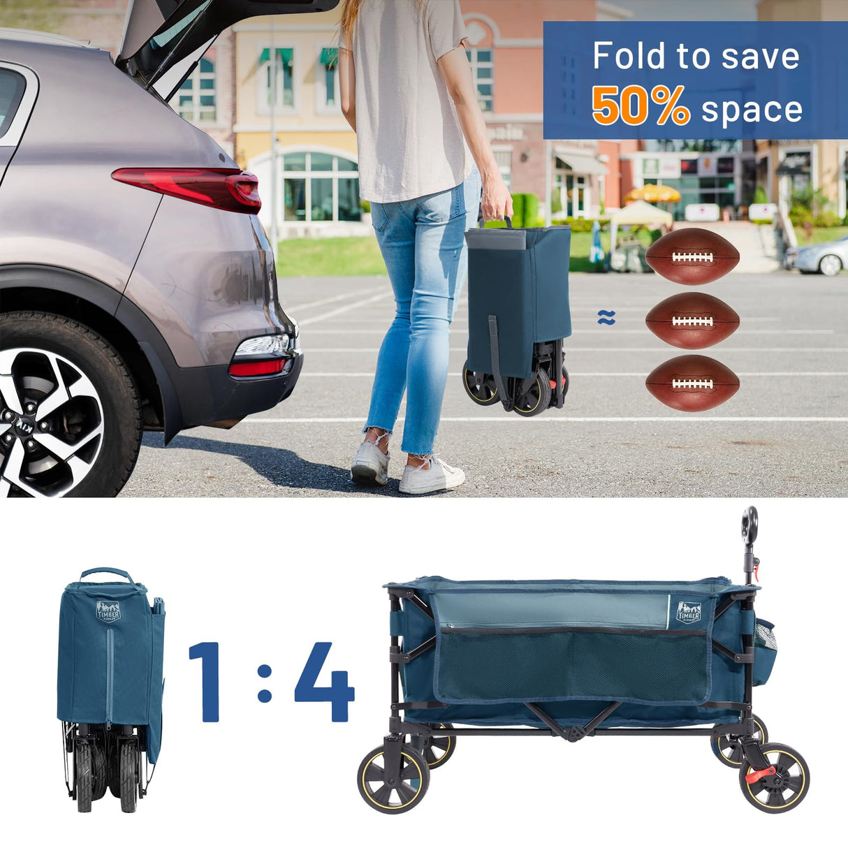 Timber Ridge Collapsible Wagon Cart with Brakes