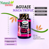 Natural medix Aguaje Hinojo Maca Triple (Maca Root Supplement) Premium 100 Capsules - Peruvian Butt and Breast Enhancement Capsules - Female Health Supplement - Curves Powerful Antioxidant
