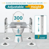 Eosprim Toilet Seat Risers for Seniors Elongated, Raised Toilet Seat with Handles, Toilet Safety Frames & Rails for Elderly and Handicap, Elevated Shower Commode Chair with Arms, Toilet Lift Grab Bar