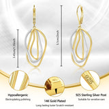 Two Tone Twisted Line Drop Earrings for Women Gold and Silver Earrings