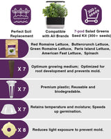 Salad Greens Seed Pod Kit for AeroGarden, iDoo with Red and Green Romaine Lettuce, American Fast/Buttercrunch/Parris Island Lettuce, and Spinach - Compatible with All Hydroponics (7-Pod)