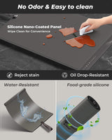 Food Warming Mat with Dual Heating Zones, 4 Temp Settings, Silicone Easy-Clean, Auto Shut-Off, Timer, Child Lock, Portable for Buffet, Party & Travel, 350W, 120V(AC), (Gray, Large)