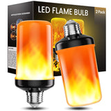 hyrion LED Flame Light Bulbs, 4 Modes Flickering Light Bulbs with Upside Down Effect, E26 Base Flame Fire Lights Bulb for Halloween Christmas Decor Porch Outdoor Indoor Home (2 Pack)