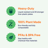 100% Compostable, 3 Compartment, Disposable Paper Plates [125-Pack] - {PFAS Free} - {BPA Certified} - [9 Inch] Heavy Duty Biodegradable Bagasse Sectional Lunch Trays + Dividers - Divided Platte Tray