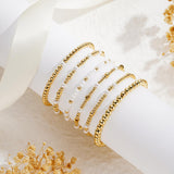 Turandoss 6PCS Gold Beaded Bracelets Set for Women, 14K Gold Plated
