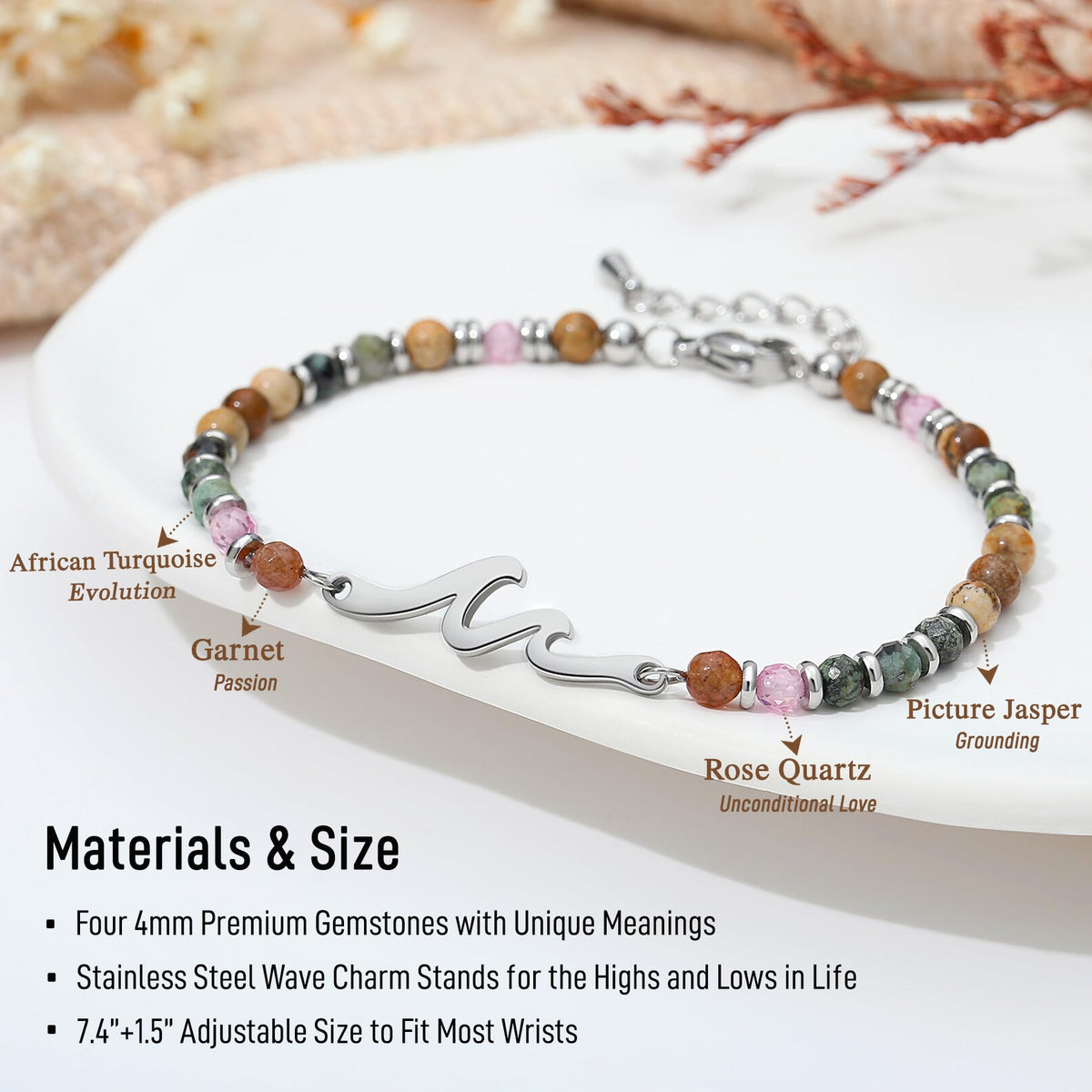 TONY & SANDY Birthday Gifts for Women, Unique Bday Wave Bracelet