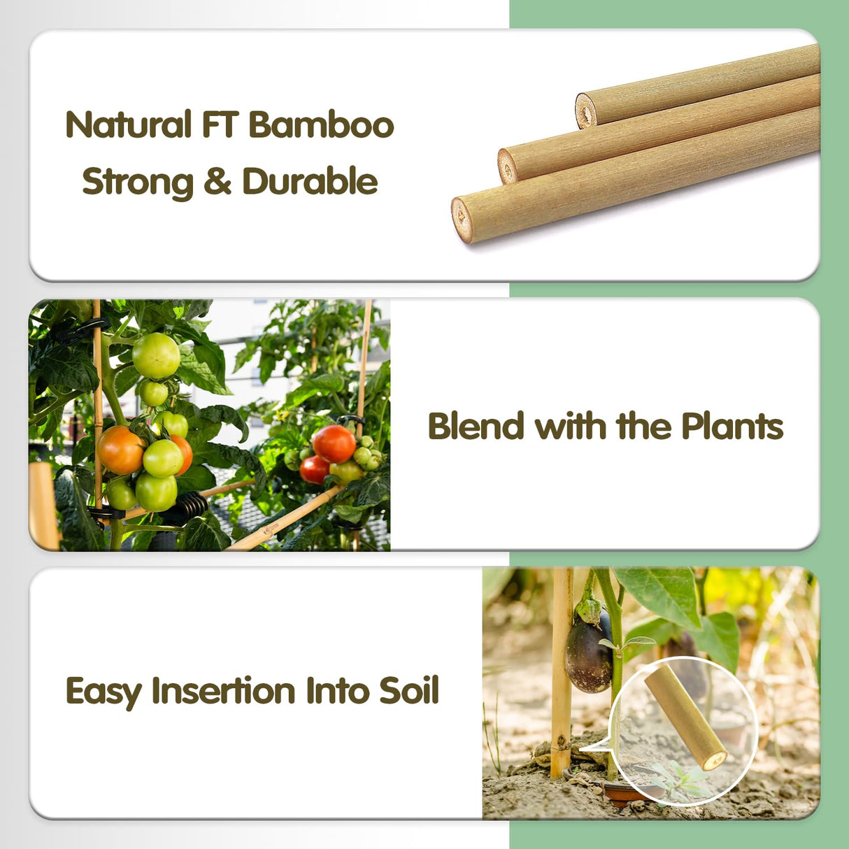 Bamboo Stakes,4FT Natural Bamboo Garden Stakes,BOVITRO 25Pcs Plant Stakes