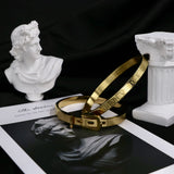 Jarlinwel Gold Silver Plated Bracelets for Men Women Roman Numeral Bangle Bracelet Stainless Steel Personalized Engraved Unisex Bangle (2 Pcs Womens Gold Bangle)