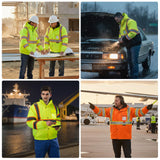 TICONN Waterproof Safety Bomber Jacket, Winter Rain Jacket Hi Vis Reflective, ANSI Class 3 Work Rain Coat (Orange, 2XL)