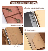 ALKALO Scrapbook Photo Album 100 Pages, 60 Pages Self Adhesive+40 Pages Kraft Paper DIY Photo Book for 2x3 3x5 4x6 5x7 Pictures, Leather Memory Book for Wedding Baby Family Travel Birthday Christmas