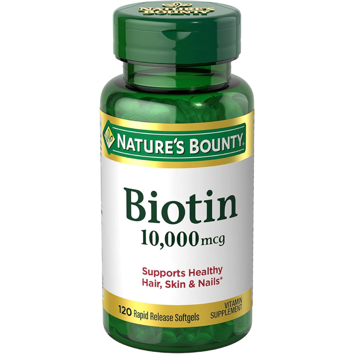 Nature's Bounty Biotin 10000 mcg Ultra Strength, Rapid Release Liquid Softgels 120 ea (Pack of 2)