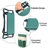 Roixeeds Garden Kneeler and Seat Foldable Gardening Bench Stool with Tool Bag Pouch EVA Foam Pad Outdoor Practical Garden Tools for Kneeling and Sitting Sturdy and Lightweight, Green