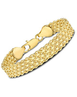 kptophk 14K Gold 10mm Mesh Chain Link Bracelet | Gold Bracelets For Women | Jewelry Gift (Size: 7.5inches)