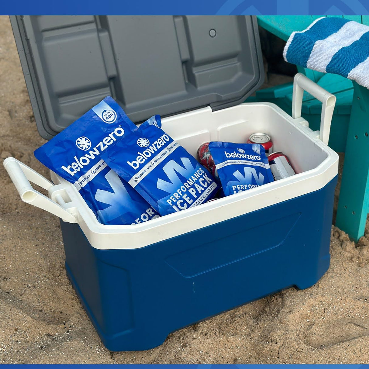 Below Zero Prefilled Reusable Ice Packs for Coolers | Long Lasting Freezer Ice Blocks for Camping, Lunch Bags & More | 48 Hour Cooler Ice Pack Technology | Small 7.5”x6.5” (5-Pack)
