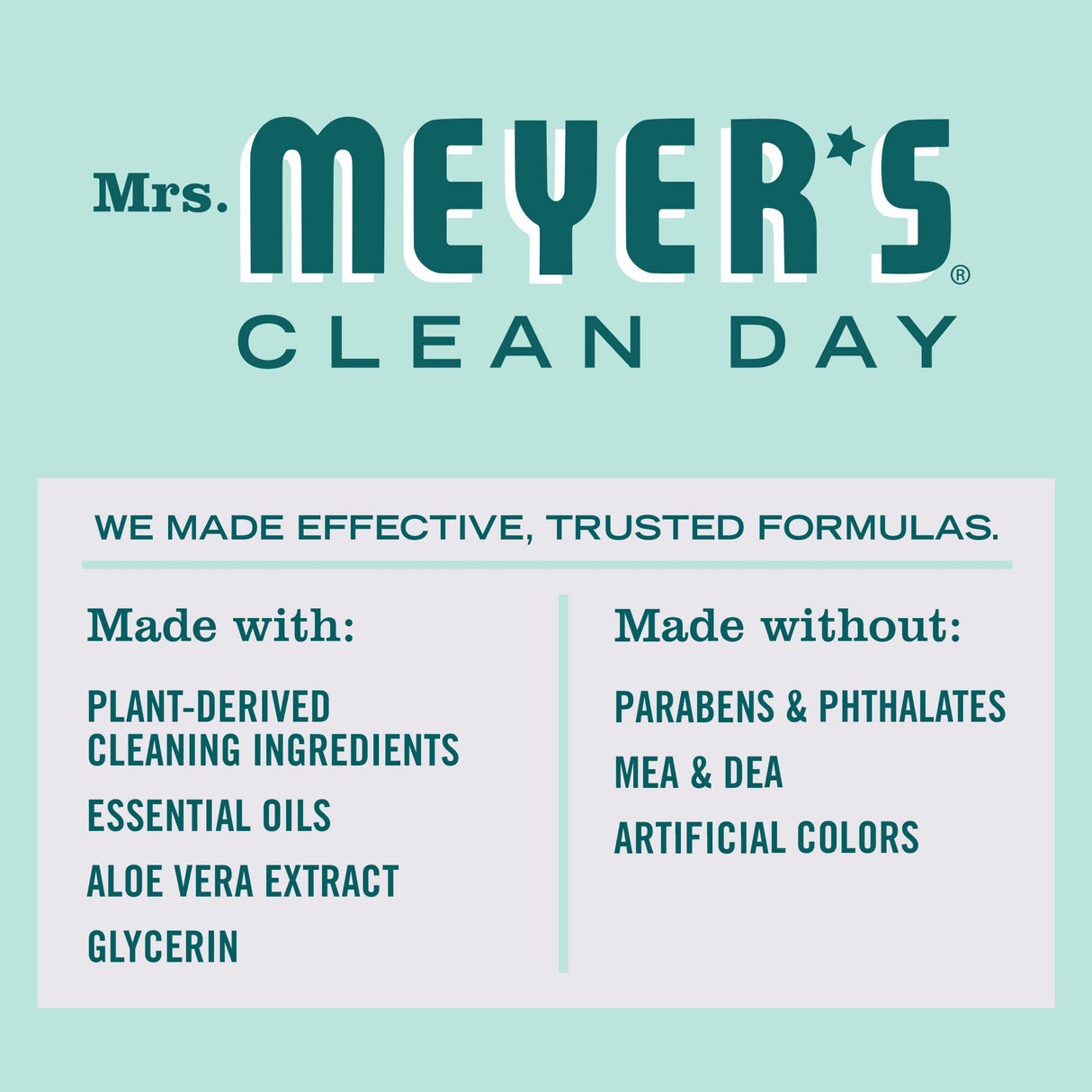 MRS. MEYER'S CLEAN DAY Liquid Dish Soap, Biodegradable Formula, Limited Edition Mint, 16 fl. oz - Pack of 6