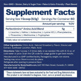 BodyHealth PerfectAmino Powder - BCAA and EAA Powder for Pre and Post Workout - Amino Acid Energy Drink for Men and Women to Support Lean Muscle and Recovery - Strawberry - 60 Servings
