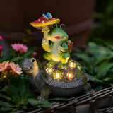 SAMPU CRAFT Solar Powered Turtle & Frog Garden Statue with LED Lights10.8IN