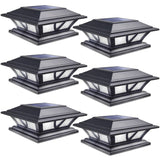 SIEDiNLAR Solar Post Lights Outdoor 2 Modes LED Deck Fence Cap Light for 4x4 5x5 6x6 Posts Patio Garden Decoration Warm White/Cool White Lighting Black (6 Pack)